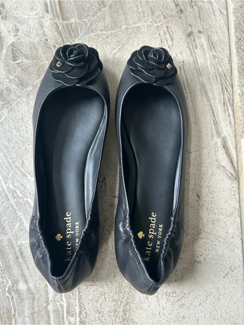 NWOB Kate Spade Women’s Size 8B Black Leather Flora Ballet Flats